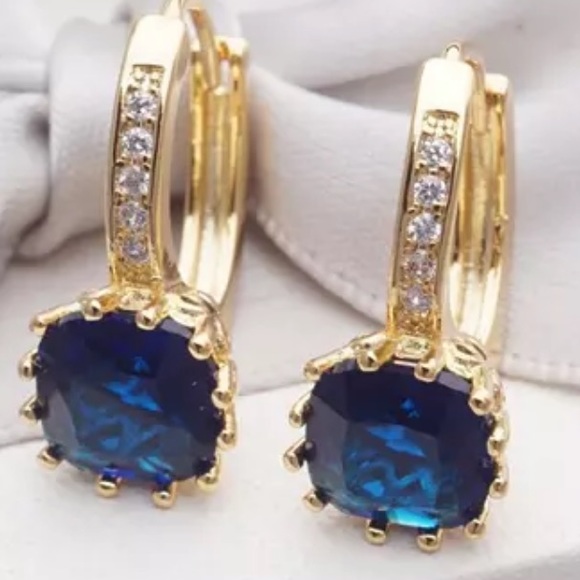 Sapphire lab created earrings